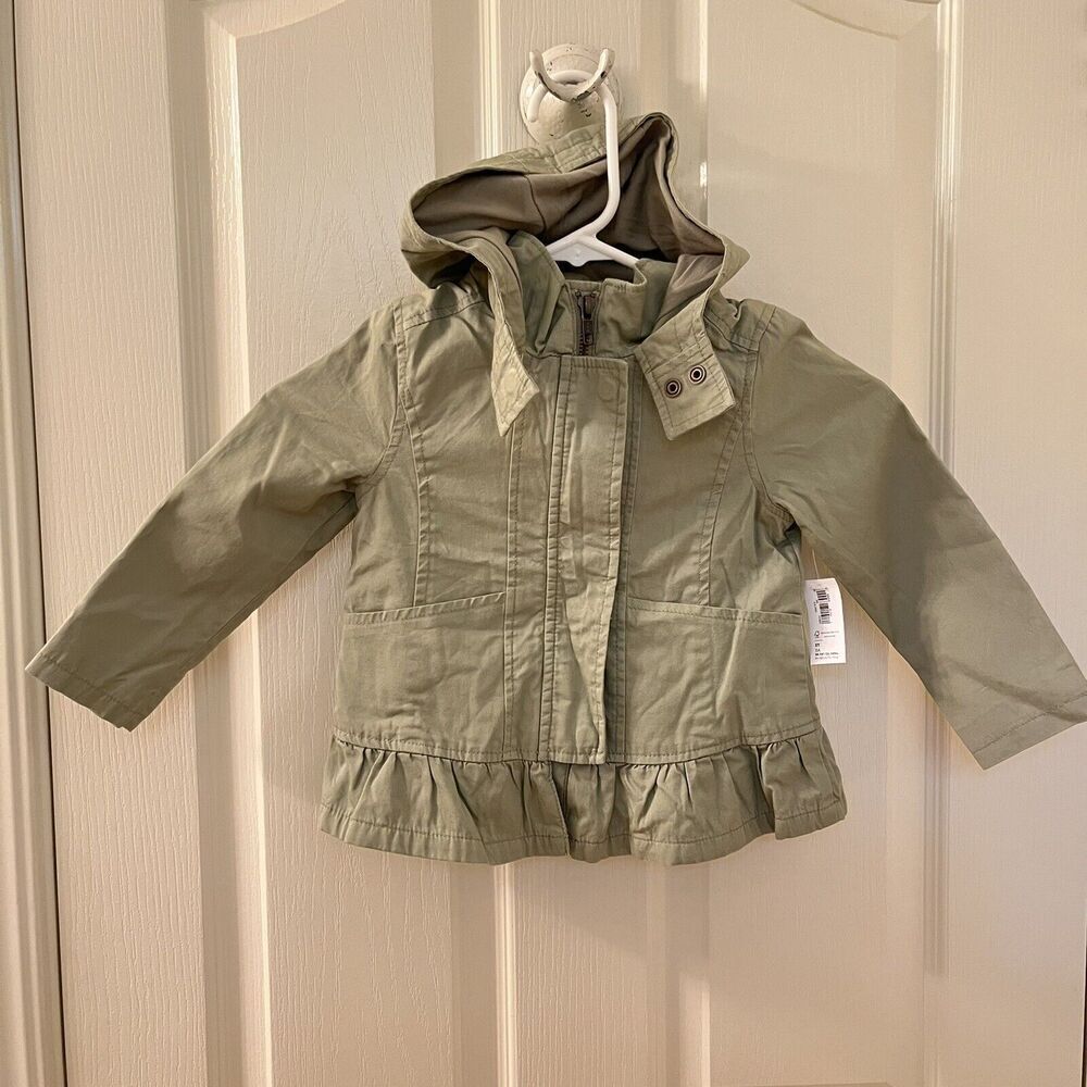 Old Navy Green Hooded Peplum Hem Hooded Jacket Girls Size 3T NWT